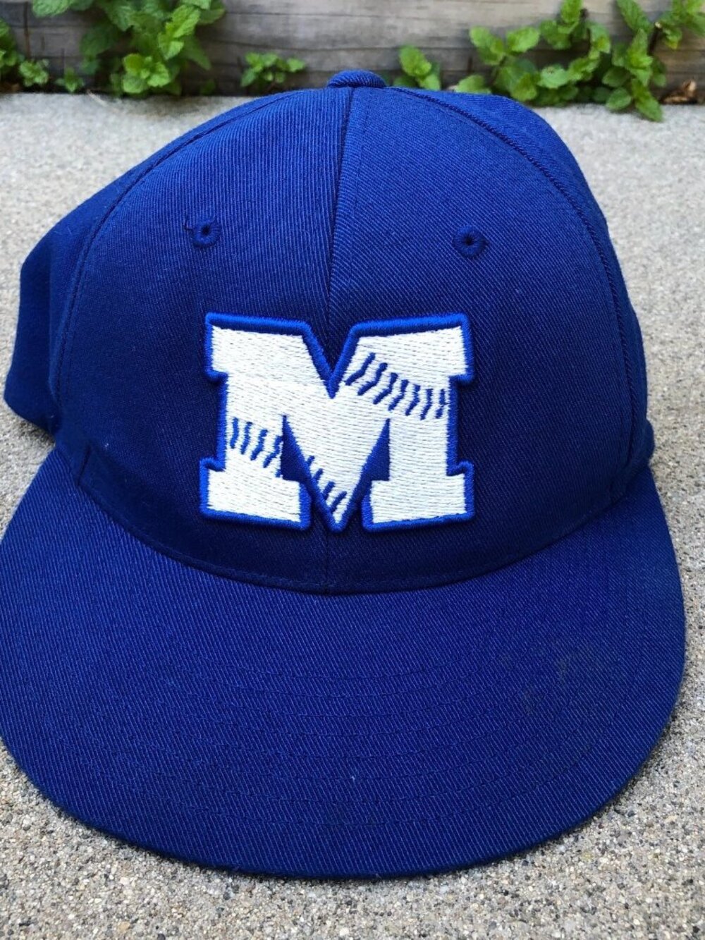 PACIFIC HEADWEAR M Logo Baseball Fitted Hat Men's L-XL Blue D-Series Cap
